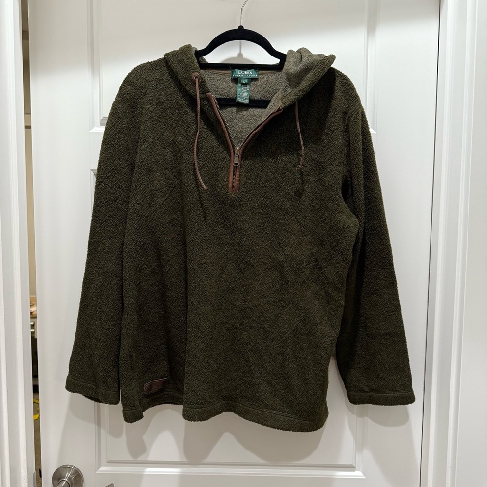 Lauren Ralph Lauren Vintage Dark Green Equestrian Hooded Pullover Sweater Large